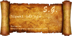 Sipeki Génia névjegykártya